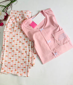 🌸 Pyjama Femme 2 Pièces en Coton – Rose Doux 🌸