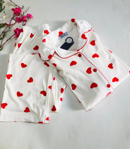 💕 Pyjama Femme en Velours à Motif Cœur 💕