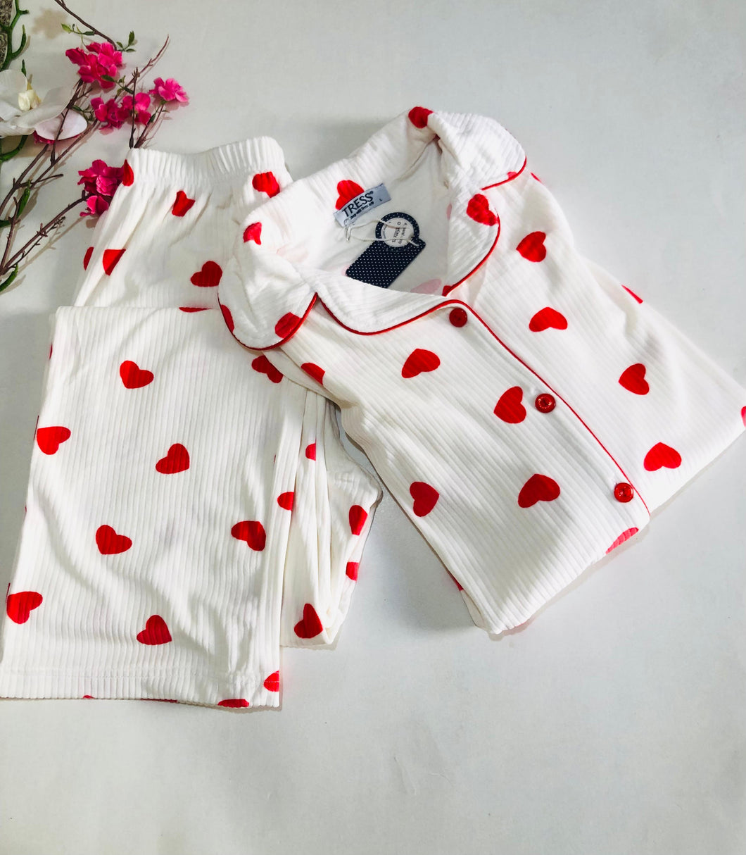 💕 Pyjama Femme en Velours à Motif Cœur 💕