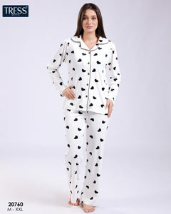 🖤 Pyjama Femme en Velours Doux à Cœurs Noirs 🖤