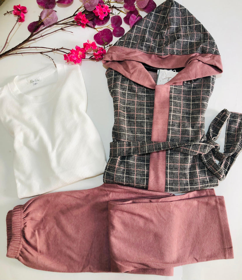 💫 Pyjama Femme 3 Pièces en Jacquard – Chic &amp; Confort à la Maison 💫