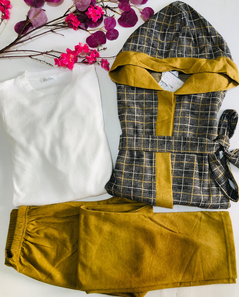 💫 Pyjama Femme 3 Pièces en Jacquard – Chic &amp; Confort à la Maison 💫