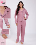 🌸 Pyjama Femme en Coton Doux – Rose Élégant 🌸