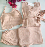 🌸 Pyjama Femme 3 Pièces Tricoté – Style Élégant et Cocooning 🌙