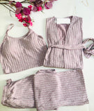 🌸 Pyjama Femme 3 Pièces Tricoté – Style Élégant et Cocooning 🌙