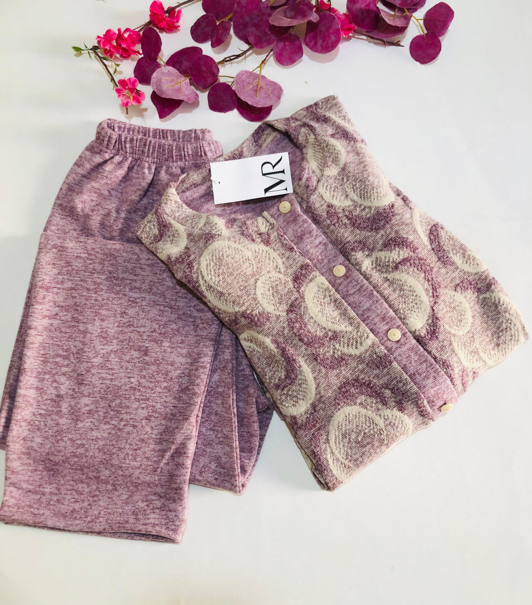Pyjama Femme Hiver – Couleur Violet | Élégant, Doux & Super Confort 🌙