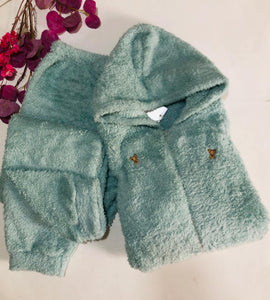 🌿 Pyjama Femme en Polaire – Vert d’Eau | Douceur & Élégance ❄️