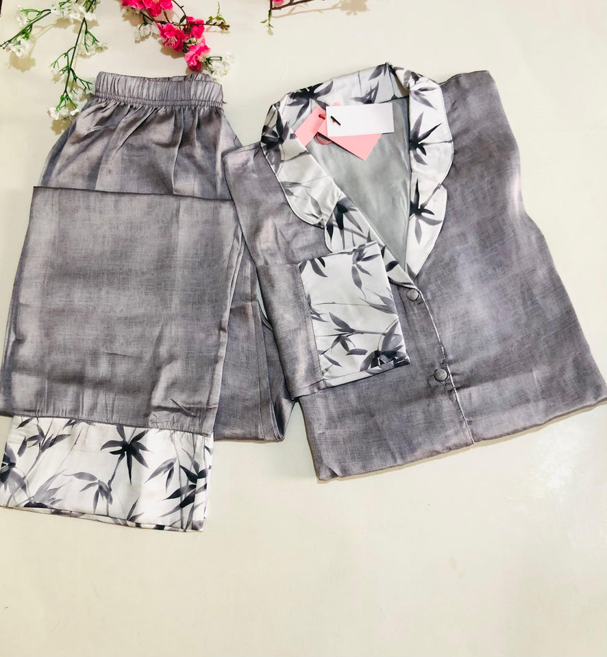 ✨ Pyjama Satin Femme Gris – Chic & Confort Absolu ✨