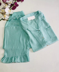 ✨ Pyjama Femme demi manche Bleu Ciel – Fraîcheur & Confort ✨