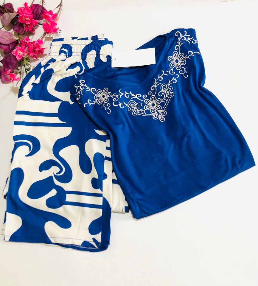 Pyjama Femme Élégant Bleu – Confort & Style à la Maison 💙 ()
