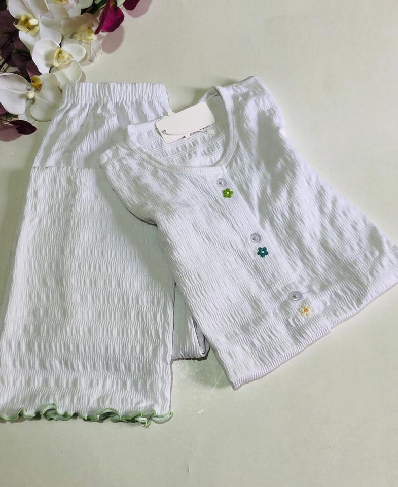 Pyjama Femme Blanc Texturé – Simplicité & Douceur demi manche 🤍🌿