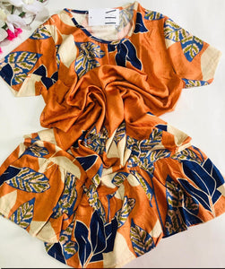 🍂 Pyjama Femme en Rallon Imprimé Feuillage – Confort & Style Tropical 🍂