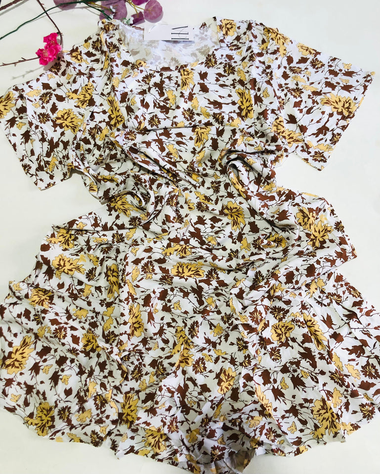 🌼 Pyjama Femme en Rallon Fleuri – Douceur & Élégance Naturelle 🌼