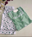 🌿 Pyjama Femme Vert d’Eau – Dentelle & Fleurs 🌿