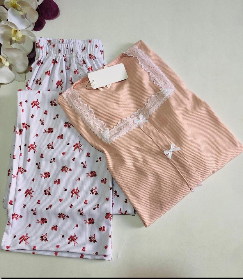 🌸 Pyjama Femme Rose Poudré – Élégance &amp; Douceur 🌸