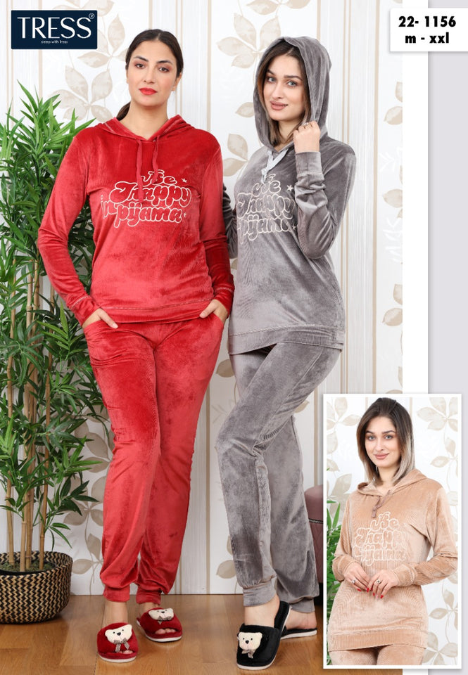 Pyjama en Velours Doux avec Capuche