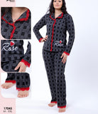 Pyjama en Flanelle avec dentelle pour Femme – Confort et Style pour la Maison