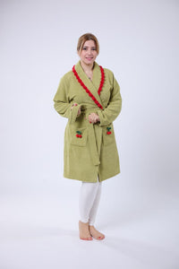 Peignoir Femme en Polaire Vert - Douceur et Élégance Naturelle