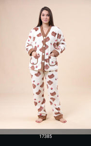 Pyjama Femme en Polaire Confortable - Couleur Verte Naturelle