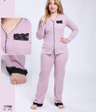 Pyjama en jakar Femme avec Détails en Dentelle