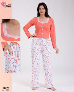 Pyjama Femme Floral – Confort et Douceur en Orange