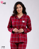 Pyjama Femme en Flanelle Bordeaux – Chaleur & Élégance 🌙