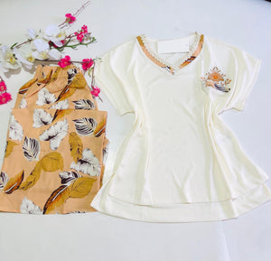Pyjama Femme MISS - Pantalon Rallongé &; T-Shirt en Viscose – Confort Ultime et Style Intemporel
