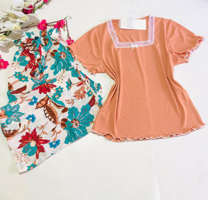 Pyjama Pantacourt Rallongé et T-Shirt Viscose MISS – Confort Chic pour Vos Instants Privilégiés
