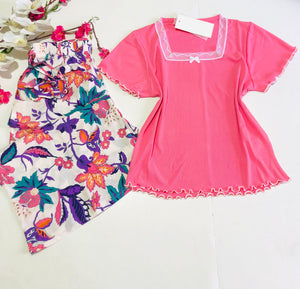 Pyjama Pantacourt avec Rallonge et T-Shirt Viscose – Élégance et Confort Réunis