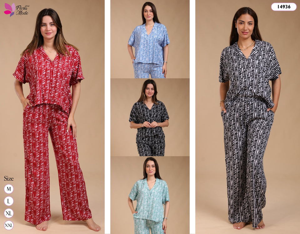 Pyjama Femme  en Tissu Rallons – Élégance et Douceur pour des Nuits Sereines 🌙🌿