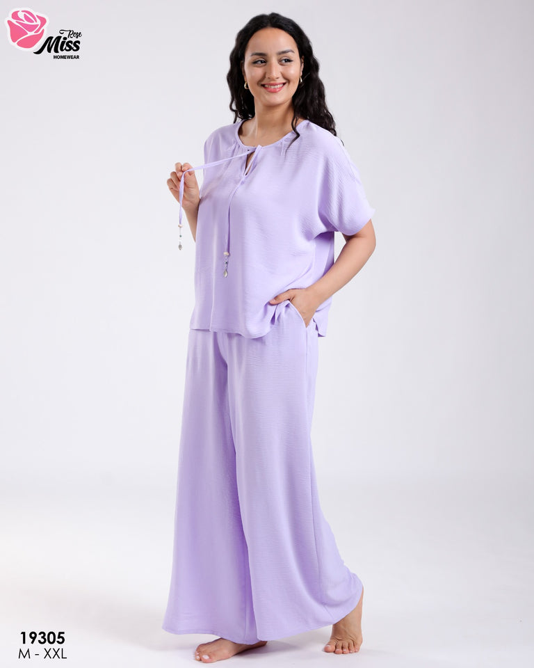 Pyjama Pantalon Femme MISS & Élégance Bohème en Tissu Rayon