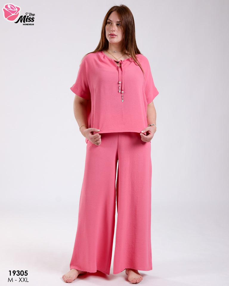 Pyjama Pantalon Femme MISS & Élégance Bohème en Tissu Rayon