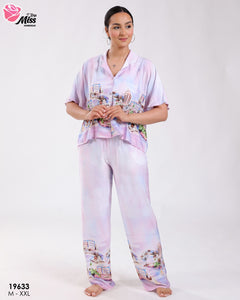 Pyjama Femme Satiné Demi-Manches – Évasion Douce en Pastel 🌸