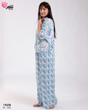 🌸 Pyjama Femme Élégant – Ensemble Chemise & Pantalon à Motif Floral 🌸