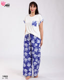 Pyjama Femme Confort & Fraîcheur – Bleu à Motif Floral 🌙