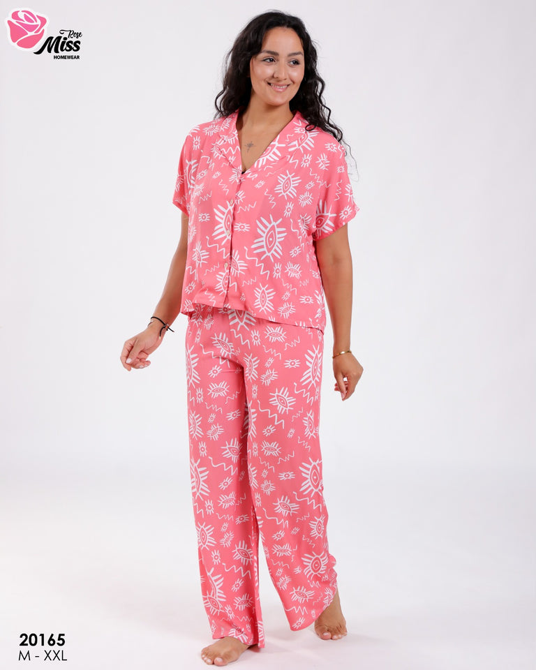 🌸 Pyjama Femme Demi-Manche en Rayon – Confort et Style pour Vos Nuits 🌙