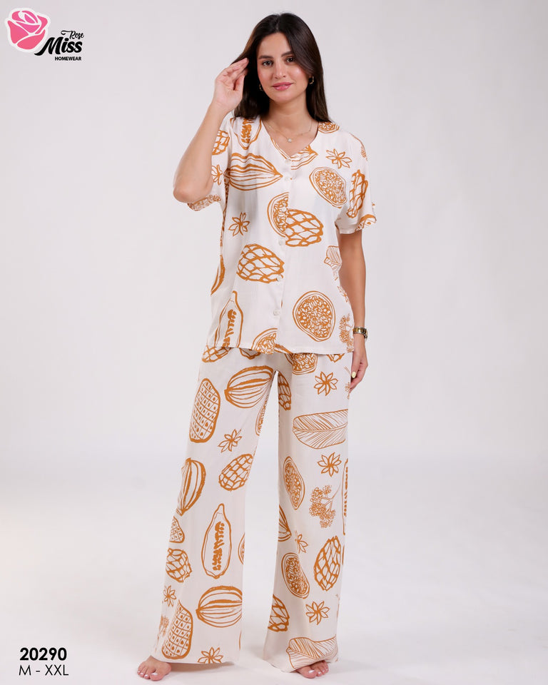 🍍 Pyjama Femme Imprimé Fruits – Fraîcheur &amp; Détente Assurées 🌼