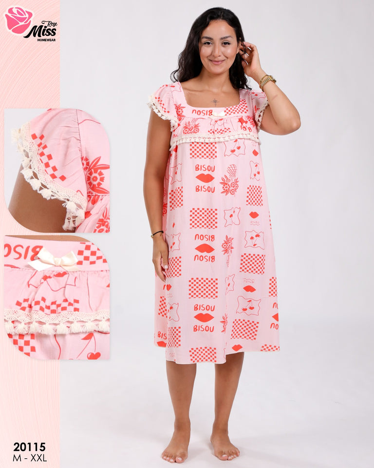Pyjama Robe Femme en Rayon – Douceur et Élégance pour des Nuits Confortables