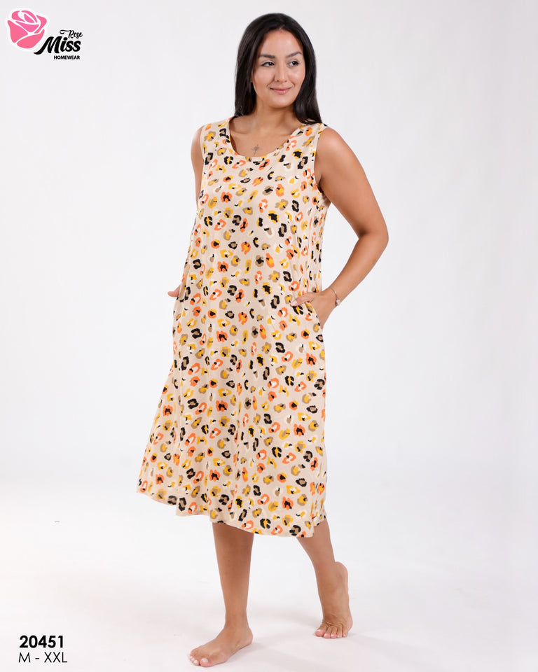 Robe Pyjama Femme Sans Manches – Imprimé Léopard Chic 🐆✨