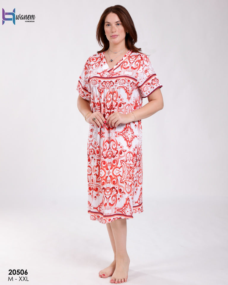 Pyjama Robe Femme en Rayon – Demi-Manches Léger et Confortable
