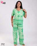 Pyjama Femme Demi-Manches – Green Garden 🍃