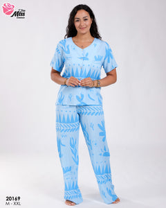 Pyjama Femme Demi-Manches – Blue Serenity 💙