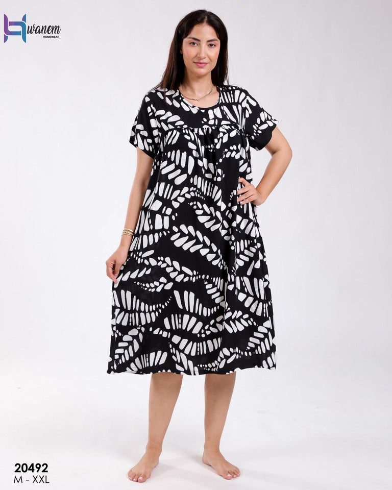 Robe Pyjama Femme Demi-Manche en Rayon – Élégance &amp; Confort au Quotidien 🖤
