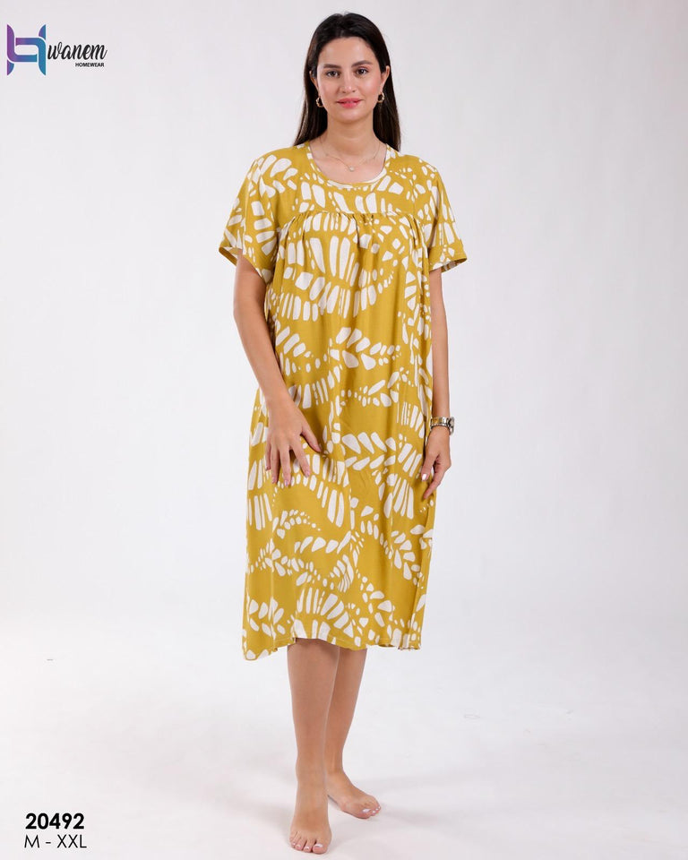 Robe Pyjama Femme Demi-Manche en Rayon – Style & Fraîcheur 🌼