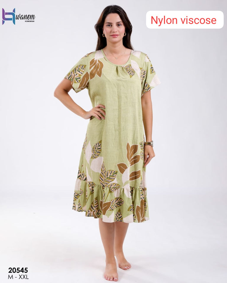 🌿 Robe de Nuit Femme en Tissu Rayon – Élégance Naturelle &amp; Confort Léger 🌿