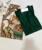 Pyjama Femme Demi Manche &amp; Pantalon Large – Fraîcheur en Vert 💚