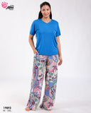 Pyjama Femme Demi Manche &amp; Pantalon Large – Élégance en Bleu 💙