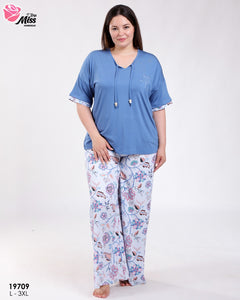 Pyjama Femme Grande Taille – Élégance Bleue & Confort 🌙💙