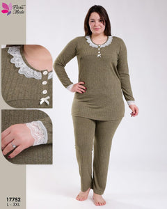 Pyjama Femme 2 Pièces en Tricot – manche langue