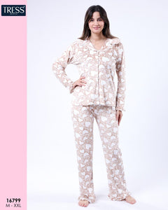 ✨ Pyjama Femme en Velours – Confort &amp; Élégance en Marron 🤎